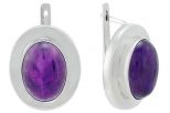 Серьги из серебра с аметистом овал 13х18 мм 10317