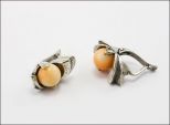 Серьги из мельхиора с кораллом