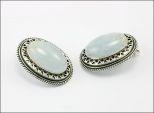 Серьги из серебра с аквамарином овал 15х25 мм 13550