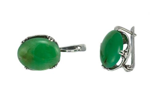 Серьги из серебра 925 пробы с хризопразом.