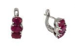 Серьги из серебра с рубином 3 овала 6х8 мм и 5х7 мм 14027