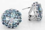Серьги из серебра с топазом 4 овала 6х8 мм 20 кругов 4 мм 14079