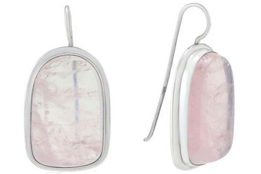 Серьги из серебра 925 пробы с розовым кварцем.