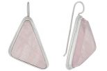Серьги из серебра с розовым кварцем треугольник 22х22х31 мм 16045