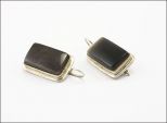 Серьги из серебра с обсидианом прямоугольник 12х20 мм 16049
