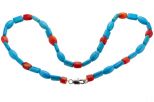 Бирюза+коралл бусы. Вес 40 гр. Длина 48 см.