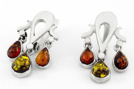 Серьги из мельхиора с янтарём 19391 купить в магазине Самоцветы мира