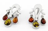 Серьги из мельхиора с янтарём оксана 3 капли 4х6 мм 19391