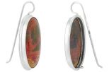 Серьги из серебра с яшмой овал 16х30 мм 19748