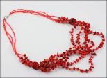 Коралл колье голт.5-нитей красное*