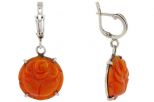Серьги из серебра с кораллом оранжевым роза 19 мм 23030