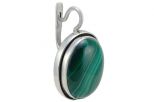 Серьги из серебра с Малахитом Овал 15х20 мм 23044