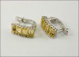 Серьги из серебра с цитрином 4 прямоугольника 4х8 мм 23517
