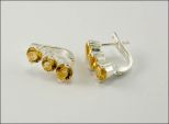 Серьги из серебра с цитрином 3 круга 6 мм 23531