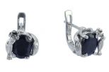 Серьги из серебра с сапфиром овал 6х9 мм и круг 23733