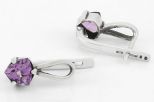 Серьги из серебра с аметистом треугольник 7х7х7 мм 24107