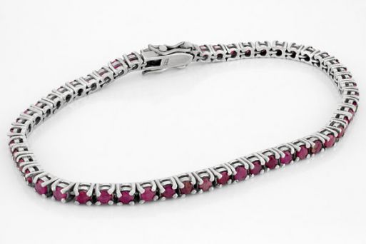 Серебряный браслет с рубином 25079 купить в магазине Самоцветы мира