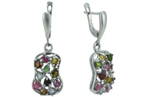 Серьги из серебра 925 пробы с турмалином.