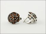 Серьги из серебра с гранатом 7 кругов 6 мм 6 маркиз 3х7 мм 25190