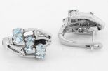 Серьги из серебра с топазом и фианитами 3 овала 4х6 мм 25219