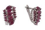 Серьги из серебра с рубином 6 маркиз 3х5 мм 10 кругов 2 мм 25270