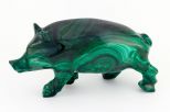 Фигурка из малахита свинья 50х100 мм 26224