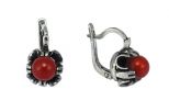 Серьги из серебра с кораллом красным шар 8 мм 27394