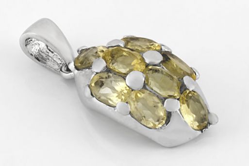 Серебряный кулон с цитрином 27714 купить в магазине Самоцветы мира