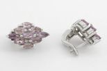 Серьги из серебра с аметистом 9 маркиз 3х6 мм 28145