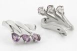 Серьги из серебра с аметистом 3 капли 4х6 мм 28166