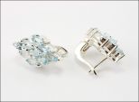 Серьги из серебра с топазом 9 маркиз 3х6 мм 28294