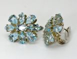 Серьги из серебра с топазом 5 маркиз 4х8 мм 4 капли 6х8 мм 28356
