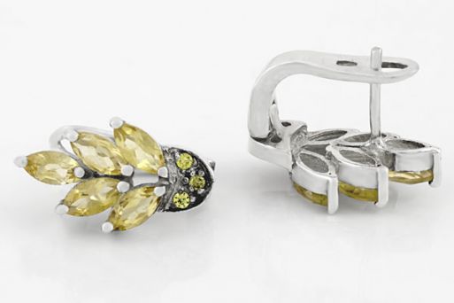 Серебряные серьги с цитрином 28402 купить в магазине Самоцветы мира