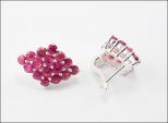Серьги из серебра с рубином 16 кругов 4 мм 28490