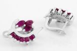 Серьги из серебра с рубином 3 маркизы 3х6 мм 5 кругов 3 мм 28502