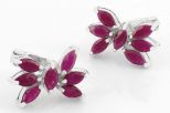Серьги из серебра с рубином 7 маркиз 3х6 мм 28516