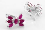 Серьги из серебра с рубином 7 маркиз 3х6 мм 28516
