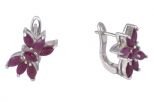 Серьги из серебра с рубином 7 маркиз 3х6 мм 28516