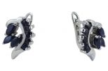 Серьги из серебра с сапфиром 3 маркизы 3х5 мм и 6 кругов 3 мм 28537