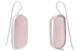 Серьги из серебра с розовым кварцем прямоугольник 21х32 мм 28845