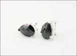 Серьги из серебра с агатом чёрным капля 15х20 мм 29559