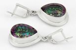 Серьги из серебра с аметистом мистик капля 13х18 мм 29582