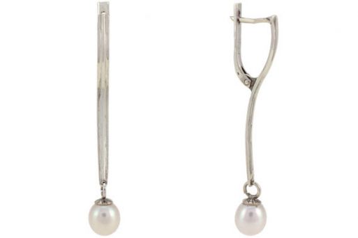 Серьги из серебра 925 пробы с жемчугом.