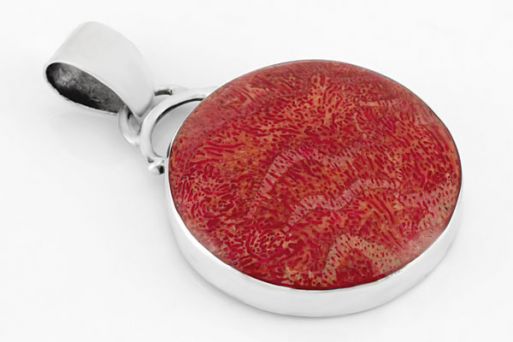 Серебряный кулон с кораллом 29927 купить в магазине Самоцветы мира