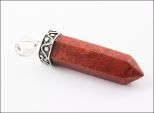 Кулон из серебра с кораллом красным шестигранник 11х46 мм 30217