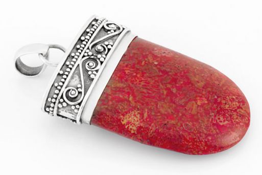 Серебряный кулон с кораллом 30222 купить в магазине Самоцветы мира