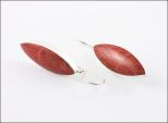 Серьги из серебра с кораллом красным маркиза 12х34 мм 30244
