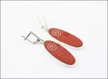 Серьги из серебра с кораллом красным овал 13х34 мм 30266