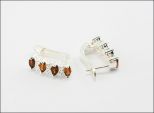 Серьги из серебра с гранатом и фианитами 4 маркизы 3х6 мм 31261