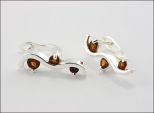 Серьги из серебра с гранатом 3 круга 5 мм 31271